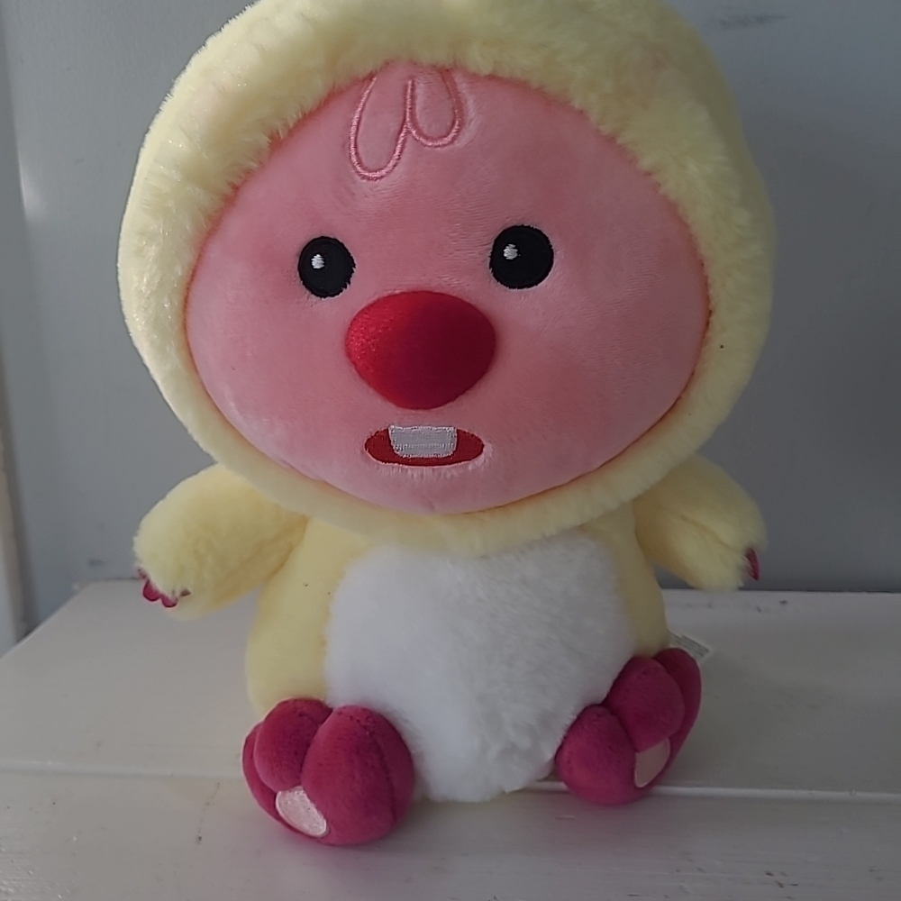 Miniso Pink Beaver In Yellow Duck Hoody Stuffed Animal Great Shape